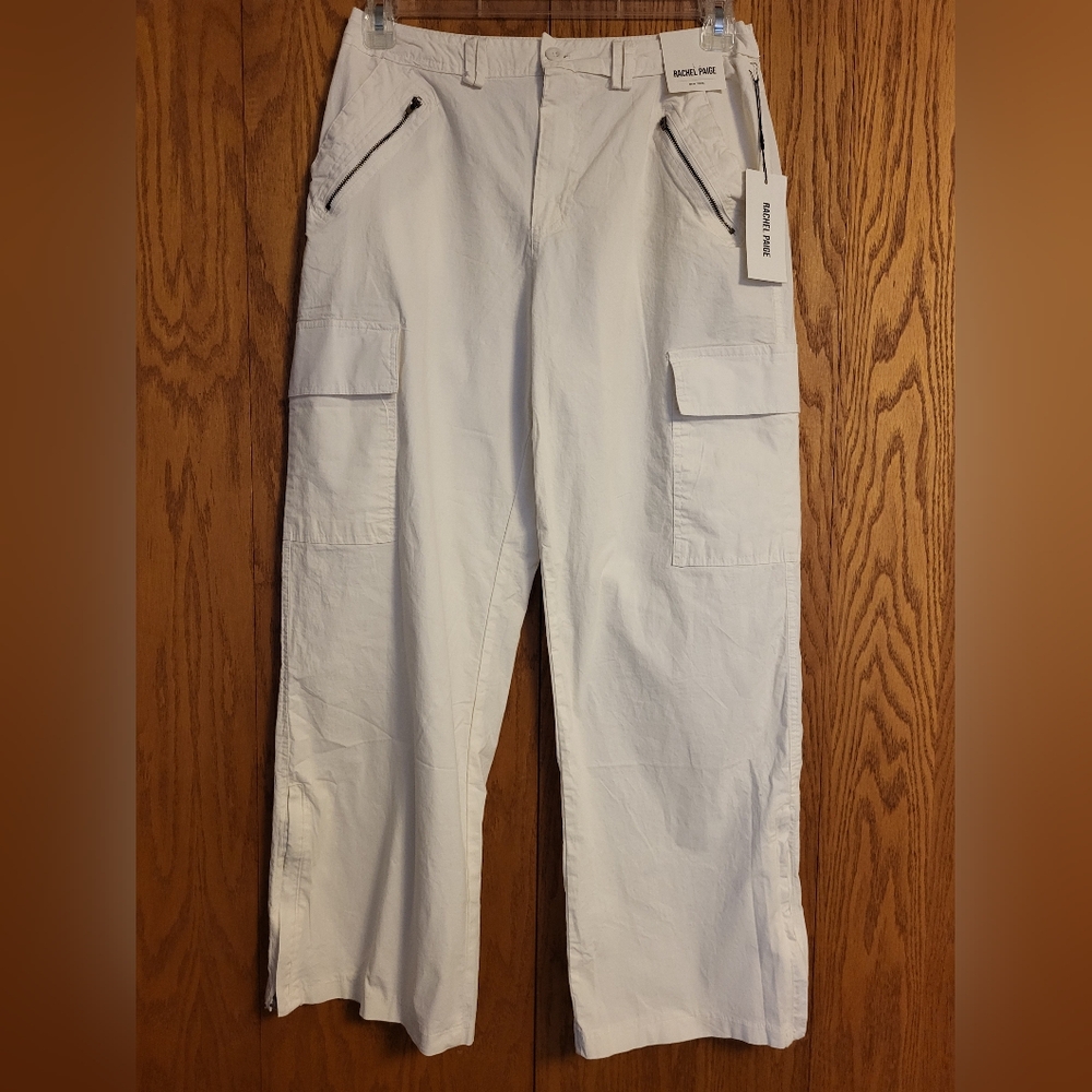 NWT Rachel Paige Off White Cotton Cargo Pant Size Medium